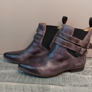 Women's Leather Ankle Boots - Purple